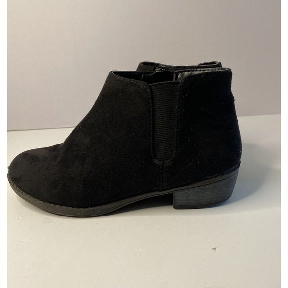 Cat & Jack Black Faux Suede Booties Zip Up Ankle Boots Girls Size 13 Target - Picture 4 of 12